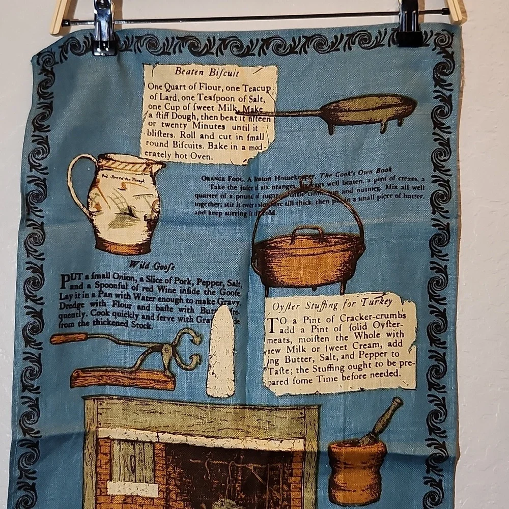 Early NEW ENGLAND Cookery Souvenir Tea Towel  Belgian Linen